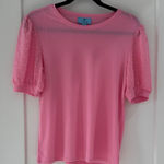 CeCe  Pink Short Sleeve Top with swiss dot sleeves Photo 0