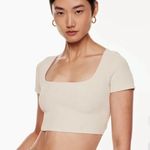 Aritzia Babaton Cream Sculpt Knit Squareneck Crop Top Photo 0