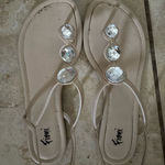 FIONI Clothing Tan Sandals with Sparkling Accents Size 5 Photo 0