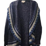 Miss Me  Knit Cardigan Open Front Blue Cream Boho‎ Festival Size M Photo 0