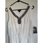 IN Studio White Gauzy Tiered Beaded Sequin Vneck Handkerchief Maxi Dress sz L Size L Photo 2