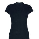 Armani Exchange  Black Textured Knit V-Neck Dress Short Sleeve V-Neck Size Small Photo 7