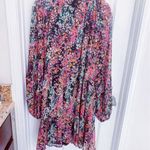 Vince Camuto Chiffon Tiered Mini Dress Long Balloon Sleeve Floral Print Lined Photo 2