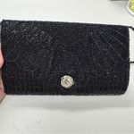 Vintage Black Beaded Handbag Evening Bag Foldover Classic Night Out Photo 1