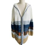 FATE Hooded Boho Stripe Cardigan Sweater – Size M Blue Size M Photo 1