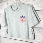 Adidas  Heather Gray Cropped T-Shirt with Colorful Logo Size Large Photo 3