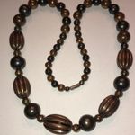 Vintage Beaded Bronze & Dark Gray Heavy Necklace Brown Photo 1