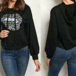 Cropped Leopard Lip Hoodie Black Size L Photo 6