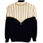 St. John Evening 90’s Black & Cream w/Gold Bead Striped Mock Pullover Sweater Sz 10 Photo 3