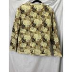 Quilted Floral Jacket Women's Reversible Button Front Pockets Beige Brown Size M Photo 5