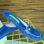 Goffredo Fantini Materia Prima 7.5 37EU Suede Kitten Heeled Mules in Blue Photo 2