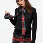 J.Crew Merino Wool Sweater mockneck tartan scarf women’s medium Photo 1