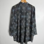 J.Jill Paisley Print Sheer Chiffon Button Front Tunic Blue Large Petite Photo 1