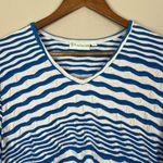 Lulu B Top Womens‎ Large Blue White Stripe Textured Stretch Knit 3/4 Sleeve Hole Photo 2