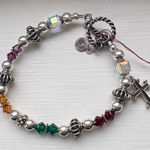 NWT Rainbow Swarovski crystal & Sterling bracelet with cross Silver Photo 0