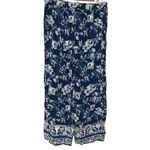 Loft Pull On Wide Leg Corfu Weekend Linen Blend Blue Floral Flowy Pants L 760946 Photo 7