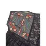 ZARA BASIC COLLECTION top M black sheer mesh embroidered babydoll shirt floral Photo 2