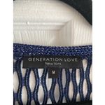 Generation Love  Womens Medium Navy Open Knit Tank Mettalic Thread Photo 1