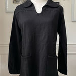 Vintage 70s Corliss Split Neck Tunic Sweater Black M L Size M Photo 0