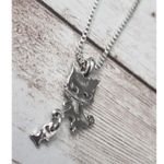 Silver Tone Cat with Fish Pendant Necklace Photo 3