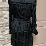 𝅺OPT ONE PRETTY TIME Tianna Mini Dress XL Black Pleated Ruffle Tiered Silky Photo 13
