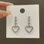 925 Silver Plated Love Heart Drop Dangle Earrings for Women Photo 0