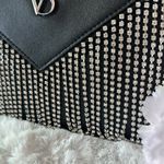 PINK - Victoria's Secret Victoria Secret Small Black Crossbody Purse Faux Leather Rhinestone Fringe Photo 4