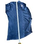 Hasting & Smith Women’s 1X Blue Velour Soft Plush Button Up Long Sleeve Top Photo 6