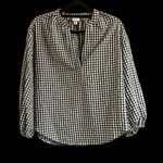 A New Day Black and White Gingham V-Neck Puff 3/4 Sleeve Oversized Top Photo 3