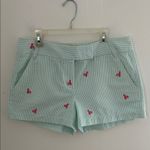 J.Crew City Fit Green /White Tiny Striped Shorts w/ Lobster Embroidery sz 8 Photo 0
