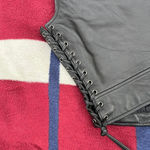 Harley Davidson  black leather Moto vest full zip up riding jacket lace up Piston Photo 6