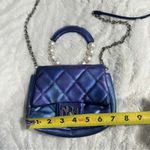 Badgley Mischka  Elegant Blue Quilted Handbag With Pearl Handle wedding formal Photo 2