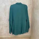 Jane and Delancey  Top Shirt Womens Large Green Button Up V Neck Textured Crinkled Photo 5