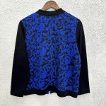 Susan Graver Bomber Jacket Womens Medium Black Blue Floral Zip Lightweight Boho Photo 2