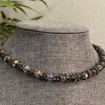 Y2K RARE Silver tone iridescent beaded glass resin gemstone choker necklace #fairy #grunge #subversive #whimsygoth #gothic festival jewel Photo 3