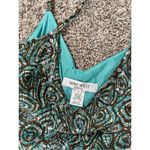 Nine West Vintage Y2K Silk Slip Dress 4 Midi Sleeveless Teal Brown Sequin Fairy Photo 3