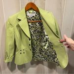 Tahari Cute creamy avocado silky spotted liner snap front blazer belt loops Photo 10