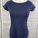 Ann Taylor  Boatneck Tee Stretchy Cotton/Spandex Blend Navy Blue-XS Photo 0