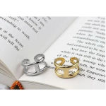 Boutique NEW Unisex H-Bar Ring, Gold Plated S925 Band,‎ Adjustable 10.5mm Photo 4