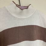 Vintage White and Brown Short Sleeve Mockneck sweater Small Photo 2