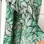 Lulus Lulu’s Green Black White Vacation Mood Leaf Print Ruffle High Slit Maxi Dress XL Photo 7