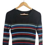 Parker Bruna Black Multicolor Striped Long Sleeve Crewneck Knit Sweater Dress L Photo 5