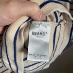 Beams Japan Cream & Navy Striped Cotton Turtleneck Sweater Medium Cozy Quality Blue Photo 3