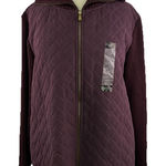 Liz Claiborne  1X Women Purple Eggplant Quilted & Sweater Full Zip Jacket Photo 0
