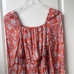 Wonderly Floral Dress Orange Pink Square Neck Photo 1