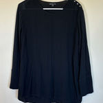 James Perse  Womens Crepe Top Blouse Shoulder Button Details Black Size 1‎ small Photo 0