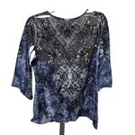 Chico's  Rhinestone Tie Dye Flared Sleeve Top Womens Size 1 M / 8 Multicolor Photo 1