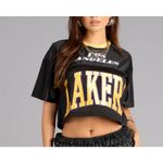 Nba  Lakers Crop Tee Los Angeles Lakers Size XS Black Yellow Photo 4