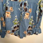 Loft Popover Blouse Light Blue Metallic Floral Photo 5