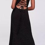 CACHET Glitter Knit Sheath Maxi Dress with Illusion Plunge Size 8 Black Silver Photo 1